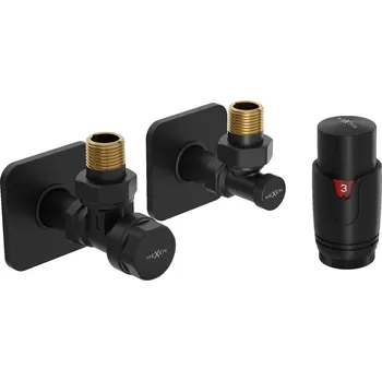 Vodovodní baterie Mexen G00, úhlový ventil G 1/2" s krytkou a termostatickou hlavicí M30x1,5 mm, černá matná, W901-900-909-70