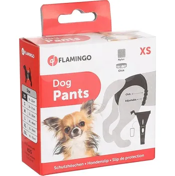 Obleček pro psa Hárací kalhotky pro psy Flamingo - černá, 18-23 cm (XS) + 4 ks vložky