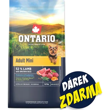 Krmivo pro psa Krmivo Ontario Adult Mini Lamb 6,5kg+ 3 konzervy 200g ZDARMA