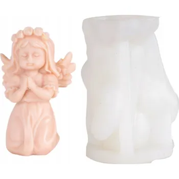 Silikonová forma na svíčky, vosk, mýdlo, sádru - Andílek s věnečkem (holčička)