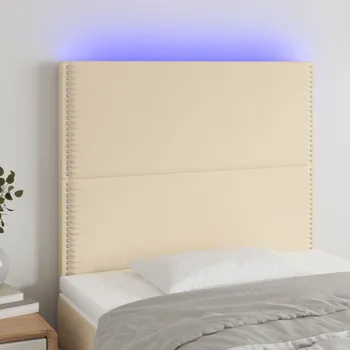 Čelo postele s LED krémové 90x5x118/128 cm textil IM_3122271