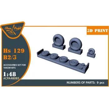 Plastikový model 1/48 Hs 129B2/3 wheels set - weighted (TAKOM)