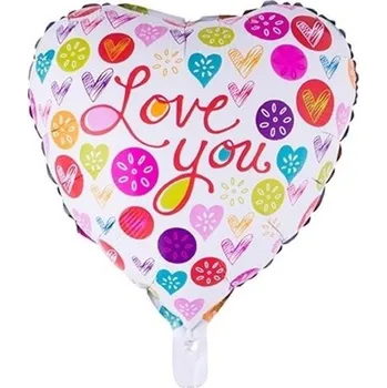 Helium do balónku Funny Fashion Foliový balonek srdce barevné I Love You 52 cm