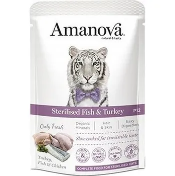 Krmivo pro kočku Amanova Cat Sterilised Fish & Turkey - bílá ryba a krůta 85g kapsička