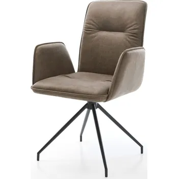 Jídelní židle DELIFE Jídelní židle Vinja-Flex taupe vintage křížová podnož zúžená černá otočný 180°