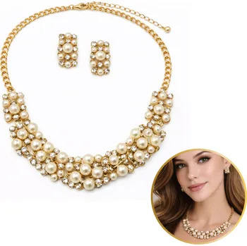 Náhrdelník Flamenco Mystique Elegantní sada šperků s perlami a krystaly – náhrdelník + náušnice N1070K