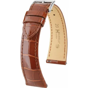Řemínek na hodinky Kožený řemínek Hirsch London L 04307070-2, hnědý, aligátoří kůže, délka L, Quick Release - 19 mm