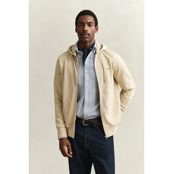 Pánská mikina MIKINA GANT REG SHIELD FULL ZIP HOODIE OAT BEIGE