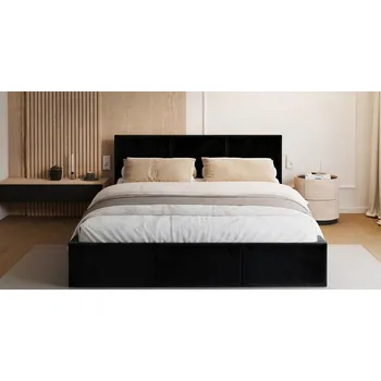 Postel Čalouněná postel FRESIA 120x200cm Černá Paris s úložným prostorem kovový rošt