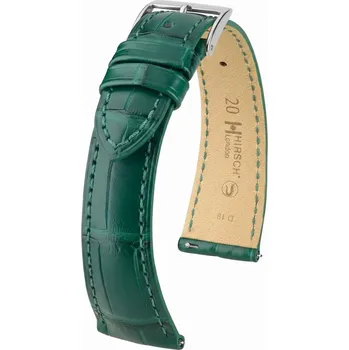 Řemínek na hodinky Kožený řemínek Hirsch London L 04307049-2, zelený, aligátoří kůže, délka L, Quick Release - 17 mm