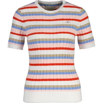 Dámský svetr SVETR GANT STRETCH COTTON CABLE STRIPE SS MULTICOLOR