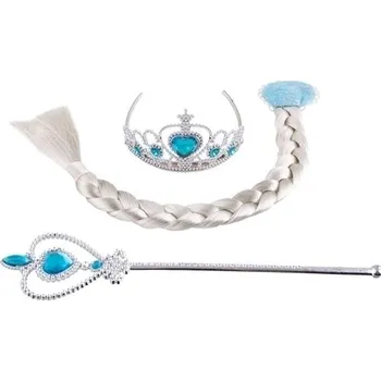 Funny Fashion Sada ledová princezna - korunka, hůlka, cop