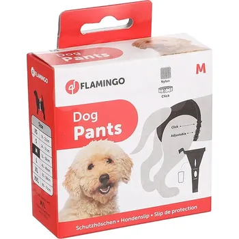 Obleček pro psa Hárací kalhotky pro psy Flamingo - černá, 32-39 cm (M) + 4 ks vložky