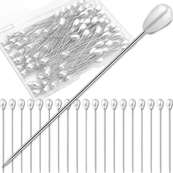 Camerazar Krejčovské špendlíky, sada 50 kusů, jehly s kapkovitou hlavičkou, 55 mm, bílé