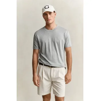 Pánské tričko TRIČKO GANT LINEN SS T-SHIRT CERAMIC GREY