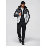 Ombre Mens quilted jacket with detachable hood - graphite and