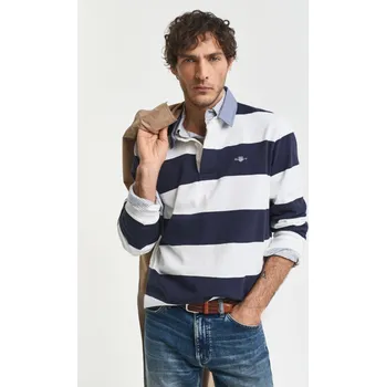 Pánské oblečení POLOKOŠILE GANT REG CHAMBRAY STRIPE HEAVY RUGGER EGGSHELL