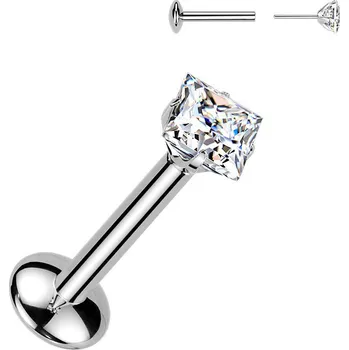 Piercing Šperky4U Piercing do brady - PUSH IN labreta TITAN s Moissanit 0.39ct - TM014