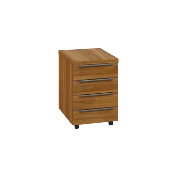 Zásuvkový kontejner SIKZ - 01 kontejner pojízdný, 4-zásuvkový, deska 18 mm, zámek na první zásuvce, ořech světlý