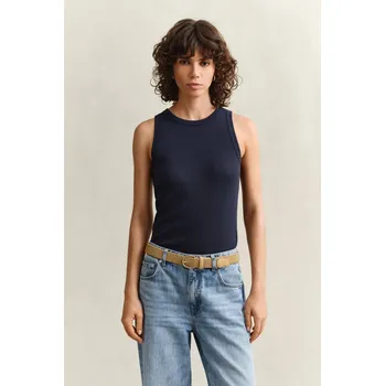 TOP GANT HIGH NECK RIB TANK TOP EVENING BLUE