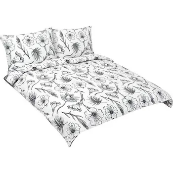 Povlečení BELLATEX Povlečení krep F 80/935 ibišek šedý 1 ks 200 × 220, 2 ks 70 × 90