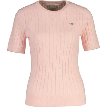 Dámský svetr SVETR GANT STRETCH COTTON CABLE SS C-NECK APRICOT PINK
