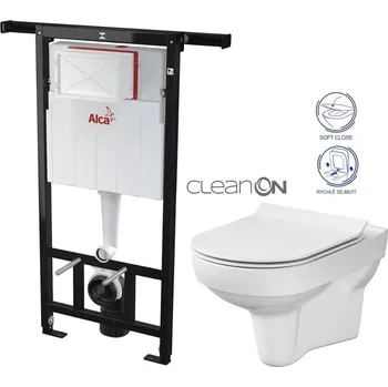 WC sada ALCA Jádromodul - předstěnový instalační systém bez tlačítka + WC CERSANIT CITY NEW CLEANON + WC SEDÁTKO SLIM AM102/1120 X CI2