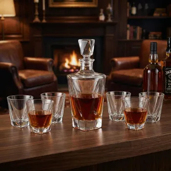 Skleněná karafa se 6 skleničkami AFFEK DESIGN EVA TRIANGLE 0,78 l