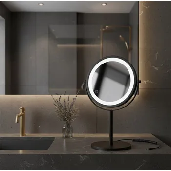 Zrcadlo Kosmetické zrcátko černé KLEINE WOLKE Recharge Mirror Led 17 cm