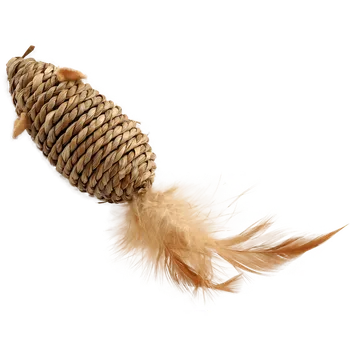 Pro kočku Hračka Magic Cat myška mořská tráva s pírky 18cm