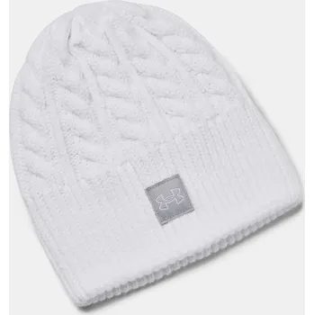Čepice Dámská čepice Under Armour Halftime Cable Knit Beani 1379995-100 Bílá OSFM