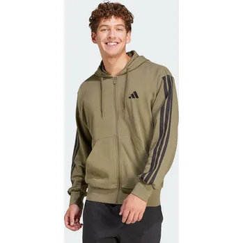 Pánský svetr ADIDAS Mikina Essentials 3-Stripes French Terry Full-Zip XL BÉŽOVÁ|ČERNÁ