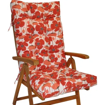 Polstr na teakové zahradní křeslo vysoké Vlčí máky červené