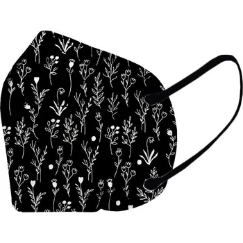 respirátor 5X Český ultratenký NANO respirátor FFP2 - Černé kytky - při objednání do 12:00 odesíláme zboží ve stejný den