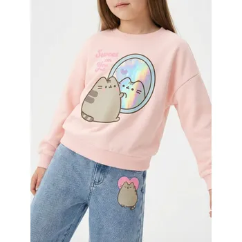 Dívčí mikina Sinsay - Mikina s kulatým výstřihem s potiskem Pusheen the Cat - pastelová růžová - 359DN-03X - 359DN-03X-134