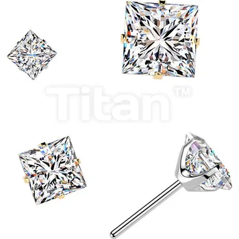 Piercing Šperky4U Ozdobná část k PUSH IN piercingu s Moissanitem TITAN, 0,39ct (4x4mm) - TM026