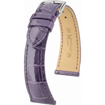 Řemínek na hodinky Kožený řemínek Hirsch London L 04307084-2, fialový, aligátoří kůže, délka L, Quick Release - 17 mm