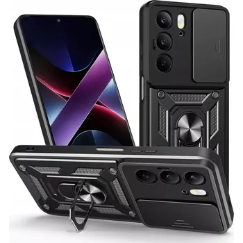 Pouzdro na mobilní telefon Realme 14x 5G / C75 4G – Pancerne pouzdro Slide CamShield s otočným ringem a magnetickou podporou (Pancéřové pouzdro Slide CamShield pro Realme 14x 5G a Realme C75 4G nabízí maximální ochranu telefonu, posuvnou krytku fotoaparátu, otočný prstenec 360° a k