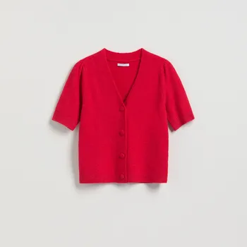 Dámský svetr Reserved - Kardigan s&nbsp;příměsí vlny - červená - 798IP-33X - 798IP-33X-XL