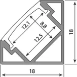 McLED ML-761.359.74.1 Rohový hliníkový profil černý RT2 18x18mm včetně mléčného difuzoru 1m