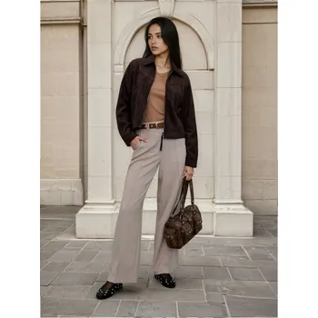 Oblečení a móda Sinsay - Bavlněné tričko s výstřihem do V - béžová - 536EU-80X - 536EU-80X-S