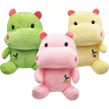 plyšák Plyšový hrošík 18 cm se sedem a výšivkou