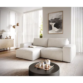 Pohovka DELIFE Rohová pohovka Lanzo L 260x160 cm bouclé krémovo-bílá variabilní lenoška