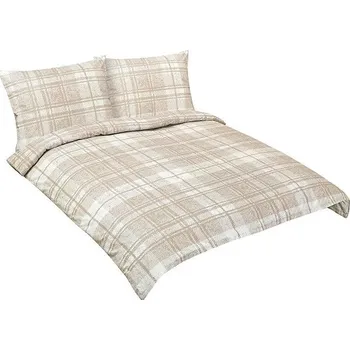 Povlečení BELLATEX Povlečení bavlna F 90/311 dlaždice béžové 1 ks 180 × 220, 2 ks 70 × 90
