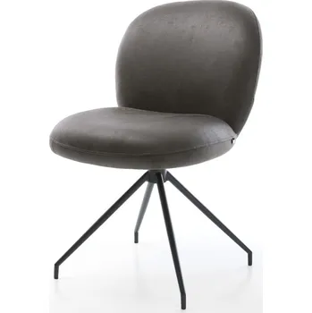 Jídelní židle DELIFE Jídelní židle Nube-Flex mikrovlákno antracit vintage křížová podnož zúžená černá otočný o 180° taštičkové pružiny