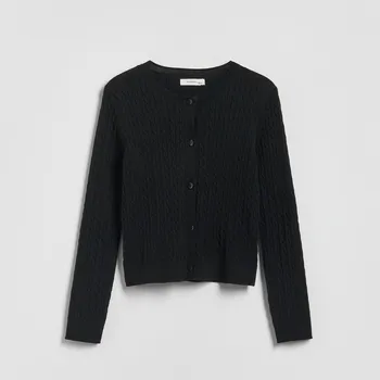 Dívčí oblečení Reserved - Úpletový kardigan - černý - 808IE-99X - 808IE-99X-152