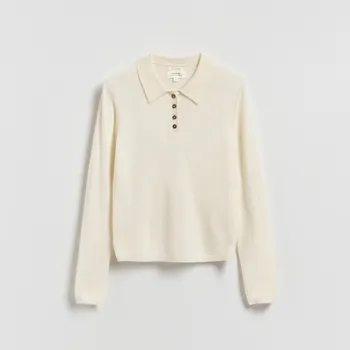 Dámský svetr Reserved - Svetr s&nbsp;vysokým podílem vlny a&nbsp;příměsí kašmíru - krémová - 117IT-01X - 117IT-01X-XS