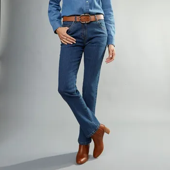 Dámské džíny Strečové rovné džíny modrá 52