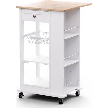 Servírovací stolek Etsu, servírovací vozík, výsuvná pracovní deska, 1 zásuvka (10045765)