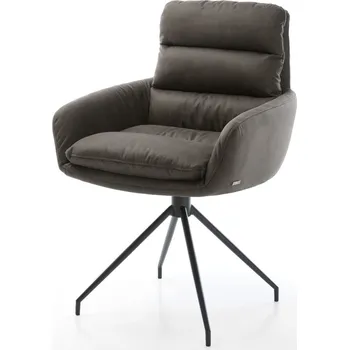 Jídelní židle DELIFE Jídelní židle Abelia-Flex s područkami mikrovlákno antracit vintage křížová podnož zúžená černá